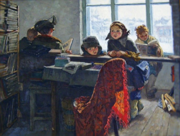 Дети в сельской библиотеке