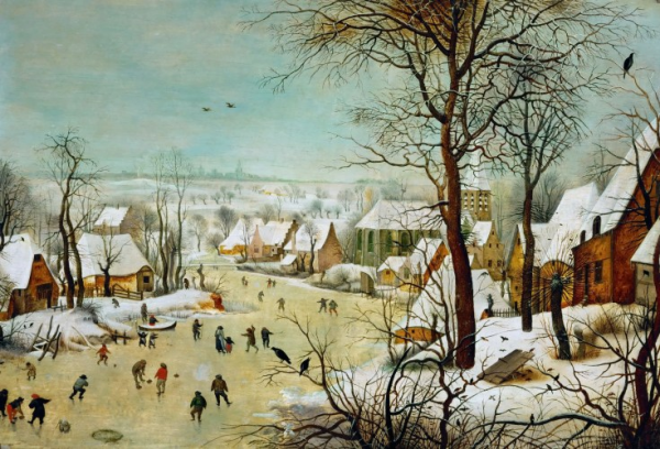 зимний пейзаж Нидерландов на картине Питера Брейгеля