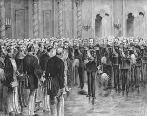 Александр II произносит речь об отмене крепостного права 30 марта 1856 года.