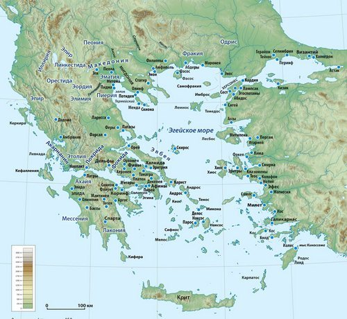 Карта древней Греции